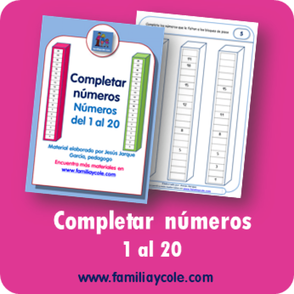 Hojas de números del 1 al 20 para descargar gratis