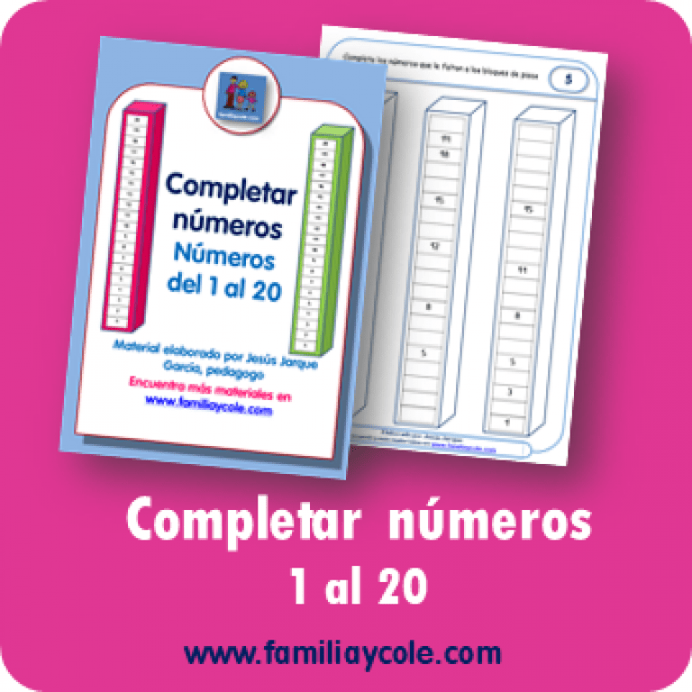 Hojas de números del 1 al 20 para descargar gratis