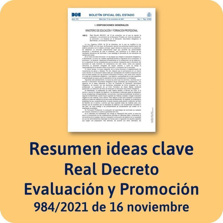 Resumen del Real Decreto de promoción y evaluación