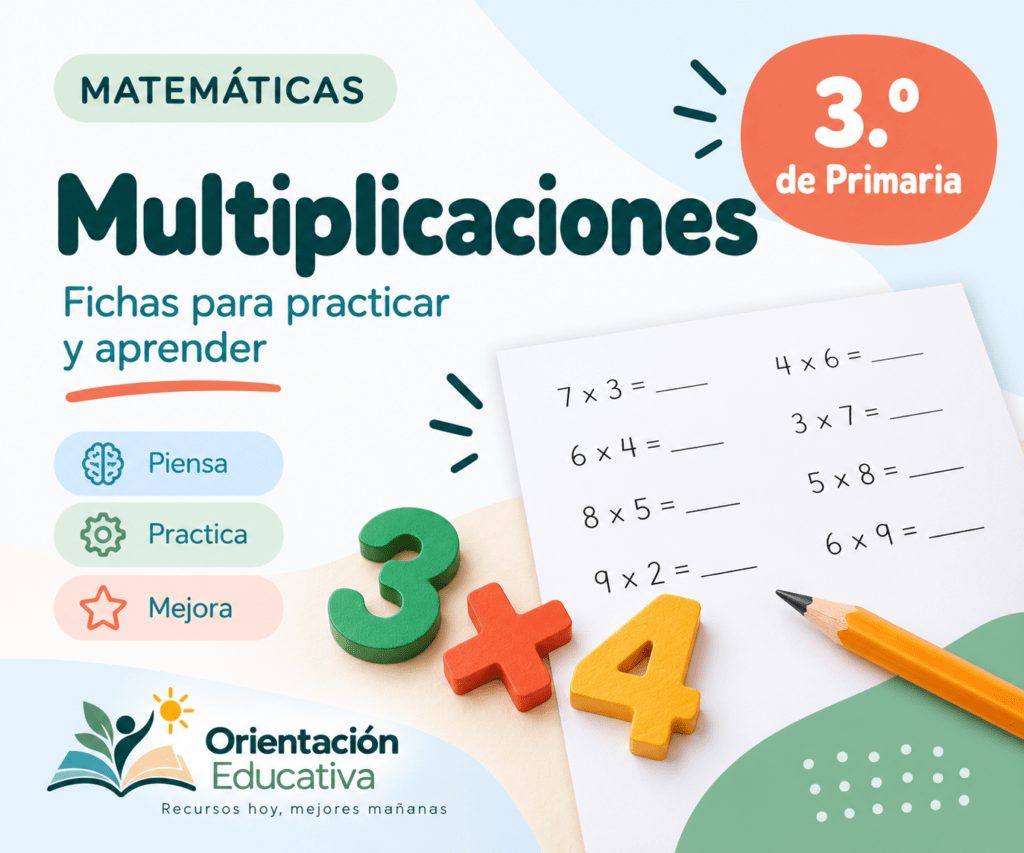 Ficha de multiplicaciones para 3º de Primaria