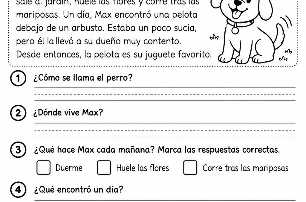 Ficha de comprensión lectora para 3º de Primaria