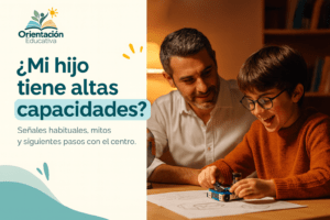 Niño con altas capacidades montando un robot junto a su padre