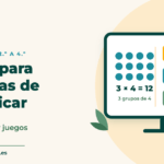 Portada: trucos para aprender las tablas de multiplicar, con una cuadrícula de 3 × 4 y tarjetas con multiplicaciones