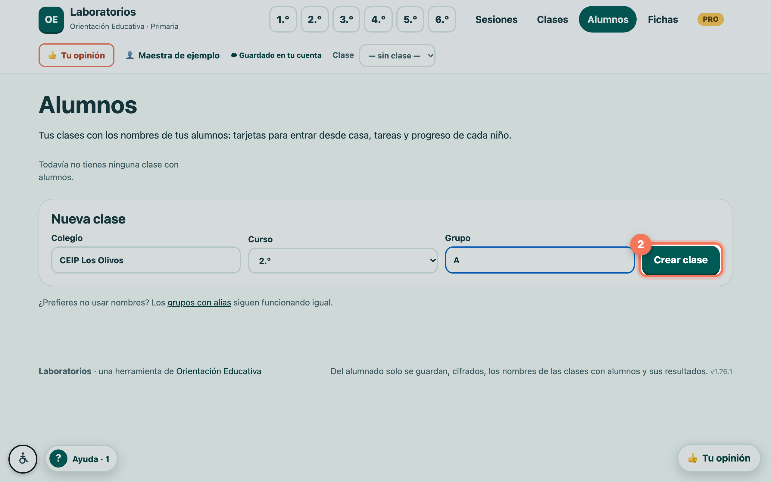 Paso 2: Rellena los datos de la clase
