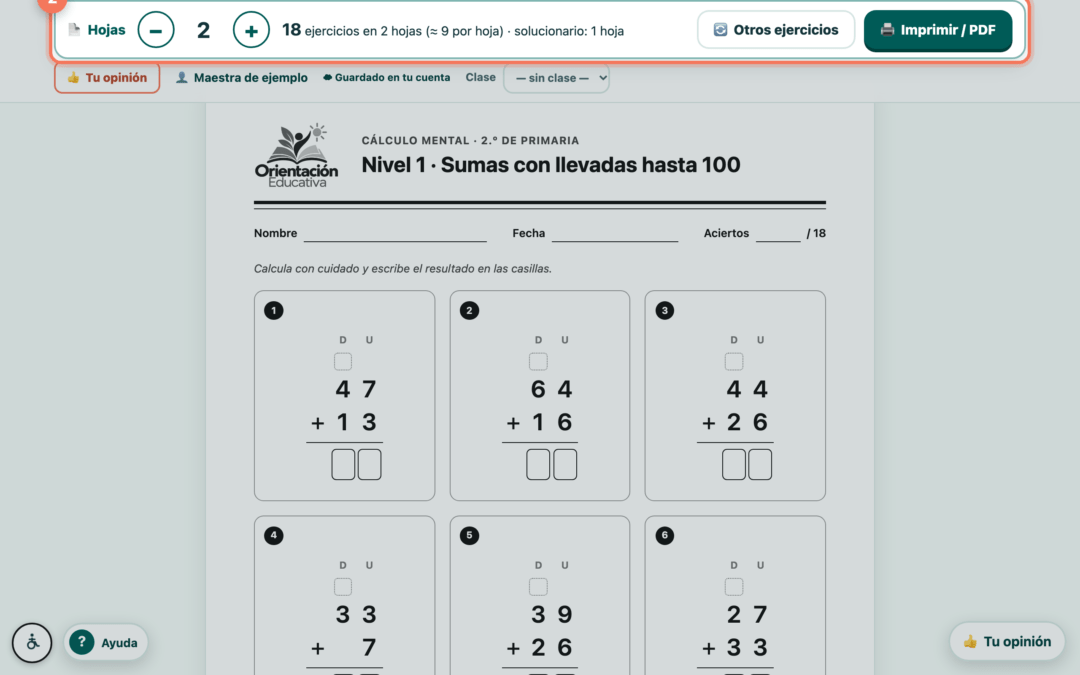 Imprimir fichas con solucionario · paso 2: Genera e imprime
