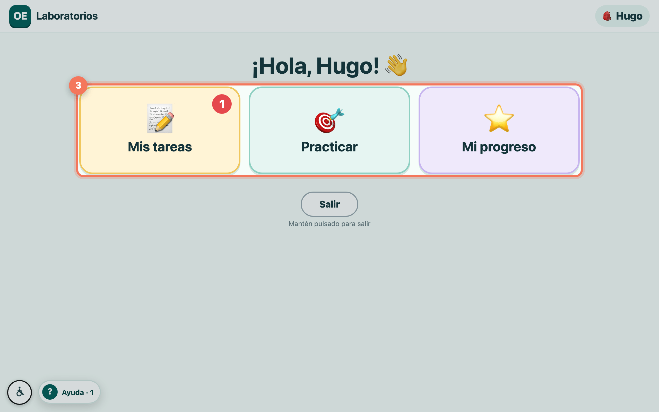 Paso 3: Su inicio: tres botones